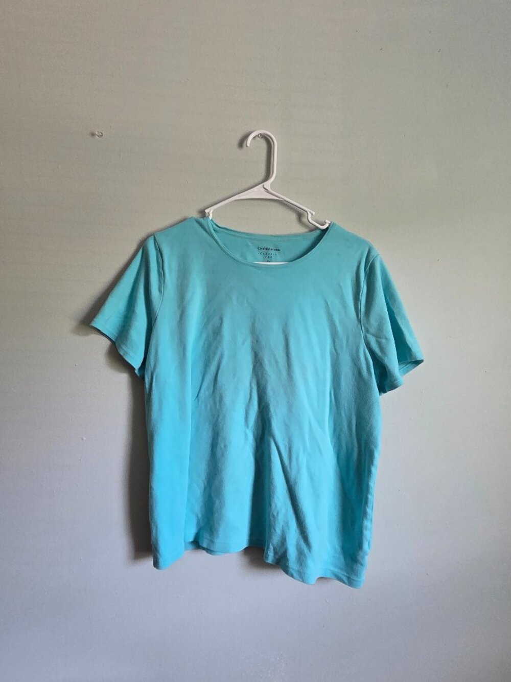Croft & Barrow Blue Shirt Women's 1X Crew Neck Short Sleeve Knit Classic Tee